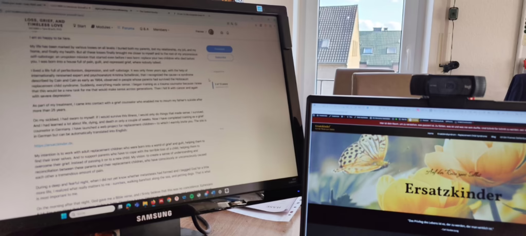 Blick auf zwei Bildschirme auf meinem Schreibtisch in Wesel.